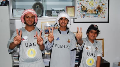 Abdulla, Khaled and Hamad Al Baloushi are three Emirati boys who have learned the ropes from playing taped-ball cricket on the streets of Al Yahar, a hamlet not far from Al Ain city.