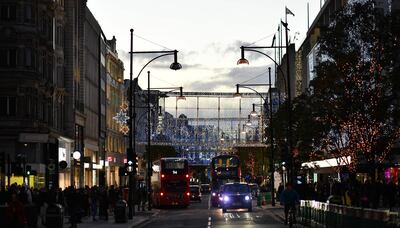 Christmas lights on Oxford Street in central London on November 2. AFP