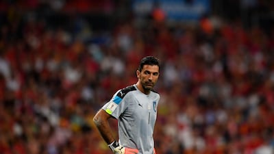 Italy goalkeeper Gianluigi Buffon looks on during the World Cup qualifying defeat to Spain. Gabriel Bouys / AFP