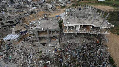 Gaza houses destroyed during the latest Israeli war against Hamas on March 12. EPA