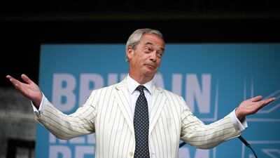 Reform UK leader Nigel Farage at an election campaign event on June 24 in Newton Abbot, England. Getty Images