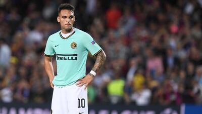 Inter Milan' Lautaro Martinez reacts to his team's defeat. AFP