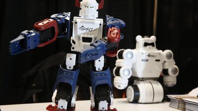 The XYZ Printing Bolide Y-01 Robot. The robot is able to accept printable parts to change the look. John Locher / AP Photo
