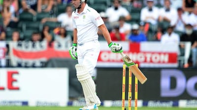 AB de Villiers of South Africa shown after getting out in his team's Test defeat to England on Saturday. Lee Warren / Gallo Images / Getty Images / January 16, 2016