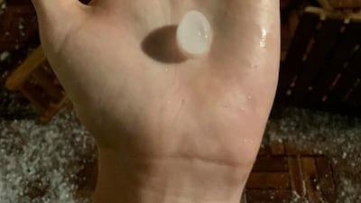 Huge hail stones fell on Dubai on Saturday night (March 21). Courtesy: Anton Balchin