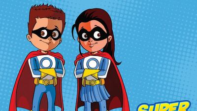 Super Kidz buses with characters Super Sam and Super Sara. Courtesy Landmark Group