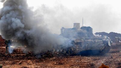 A Syrian army tank advances in Aleppo's south-western countryside on January 30, 2020. AFP