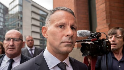 Ryan Giggs arrives at Minshull Street Crown Court in Manchester, England, on Monday. The trial is expected to last two weeks. AP
