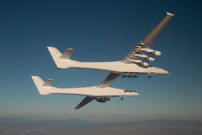 At 73 meters long with a wingspan of 117 metres, the Stratolaunch is the world's largest plane. Courtesy Stratolaunch