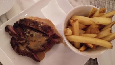 Steak frites at Brasserie Quartier, The St Regis Dubai. Photo by Sanna Kontinen