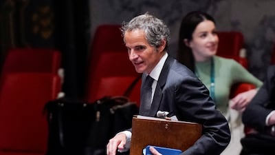 Director General of the International Atomic Energy Agency, Rafael Grossi, arrives at the closed-door meeting of the UN Security Council on Ukraine. Reuters