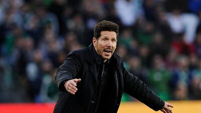 Atletico Madrid manager Diego Simeone will be in the UAE this week for the Dubai International Sports Conference. Christina Quicler / AFP