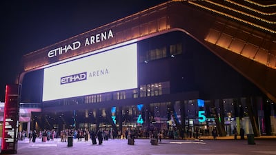 The entrance to Etihad Arena on Yas Island in Abu Dhabi. Khushnum Bhandari / The National