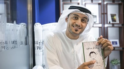 Khaled Al Jaberi, cartoonist artist of the Emirati version of wimpy kid book called "Youmeyat Moshagheb" (diary of a naughty kid) published by Kuttab Publishing. Mona Al-Marzooqi / The National