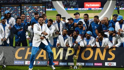 But what would trophy celebrations be like without a Gangnam-style celebration these days? It was Kohli's turn to do the jig this time. Gareth Copley / Getty Images