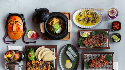 A grinning Hahoetal mask is a sign of things to come at Hoe Lee Kow. Photo: Hoe Lee Kow