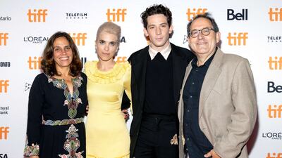 Elizabeth Karlsen, Eva Husson, Josh O'Connor and Michael Barker attend the 'Mothering Sunday' premiere during the festival. AFP