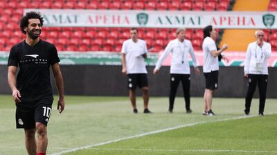 Egypt's forward Mohamed Salah, left, has made a swift recovery from a shoulder injury. Karim Jaafar / AFP