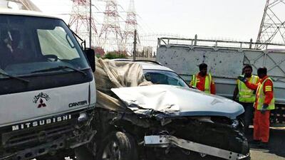 A motorist swerved across seven lanes on a highway on Shaikh Mohammed bin Zayed Road in Dubai. Courtesy Dubai Police