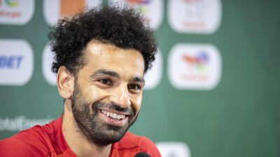 Egypt's forward Mohamed Salah attends a press conference at the Olembe Stadium in Yaounde. AFP