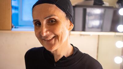 Hanane Hajj Ali in the dressing room after her London debut of 'Jogging'. Olivia Cuthbert