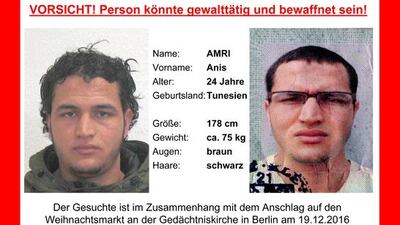 This wanted poster issued by German federal police on December 21, 2016 shows 24-year-old Tunisian national Anis Amri. German police via AP