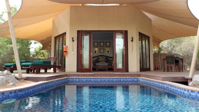 A private swimming in one of the suites at Al Maha Resort. Lee Hoagland / The National