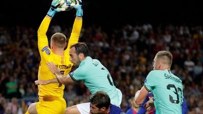 Barcelona's Marc-Andre ter Stegen makes a save. AP Photo