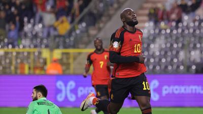 Romelu Lukaku after scoring his fourth goal. EPA
