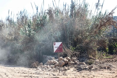 A sign in Hebrew on a road near Naqoura. AFP
