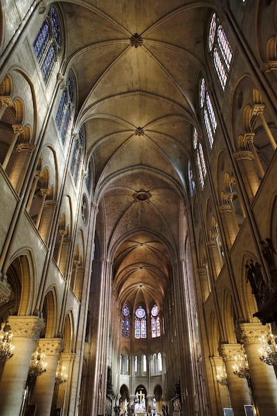A file photo taken on November 29, 2012 shows a view of the inside of the Notre-Dame de Paris cathedral in Paris, showing some of the stained glass. Photo: AFP