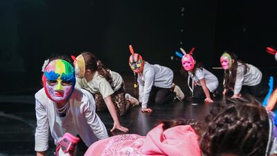 Children attend a theatre workshop during the holiday camp at the Al Jalila Cultural Centre for Children in Dubai. Victor Besa / The National