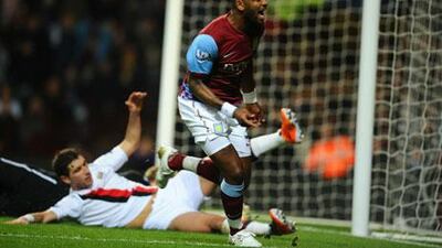 Darren Bent scores on his debut for Aston Villa against Manchester City on Saturday.