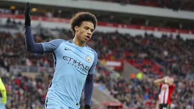 Manchester City's Leroy Sane celebrates scoring his side's second goal of the game during the Premier League match against Sunderland at the Stadium of Light, Sunderland, England. Sunday March 5, 2017. Owen Humphreys / PA