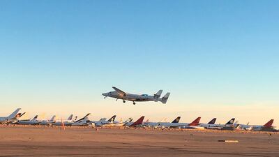 A jet carrying Virgin Galactic's tourism spaceship took off from Mojave Air and Space Port, climbing to an altitude near 43,000 feet. AP
