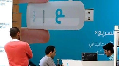 Most internet users have no choice of fixed broadband provider, with most homes supplied exclusively by either Etisalat or du, but not both. Pawan Singh / The National