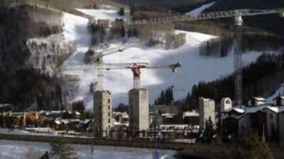 Cranes tower over a huge new development project at the Vail ski resort in Colorado.