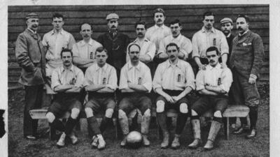 12) Steve Bloomer (front row, second left) - 28 goals in 23 games. Getty