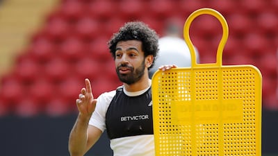 Liverpool's Mohamed Salah during training. Andrew Yates / Reuters