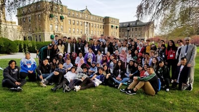 The Abu Dhabi students joined dozens of American students at Goucher College. Courtesy American International School in Abu Dhabi