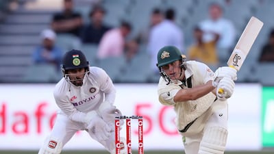 Australia's Marnus Labuschagne, right, scored 47 after being handed multiple lives. AP