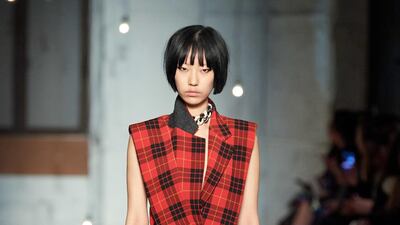 Tartan at the Monse show during New York Fashion Week