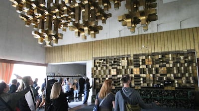 People take part in a guided tour to the places where the HBO series "Chernobyl" was shot in the district Fabijoniskes.