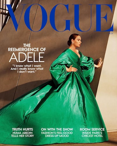 Adele also features on the November 2021 cover of US 'Vogue'. Photo: Vogue