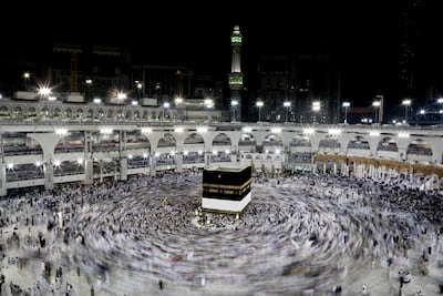 Muslim pilgrims circle the Kaaba, Islam's holiest shrine, at the Grand Mosque in the Muslim holy city of Mecca, Saudi Arabia. Nariman El-Mofty / AP Photo
