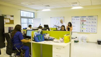 Above, Manzil Health Care’s office in Abu Dhabi. Almost all of Manzil’s patients are Emiratis because the health insurance programme for locals, Thiqa, covers most of the services that it provides. Christopher Pike / The National