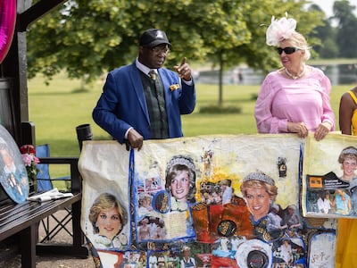 Chris Imafidon paid his respects as fans gathered at Kensington Palace on July 1, 2021 to mark what would have been the 60th birthday of Princess Diana. Getty Images