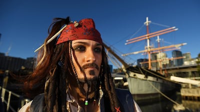 Someone dresses up as Captain Jack Sparrow from Pirates of the Caribbean. EPA