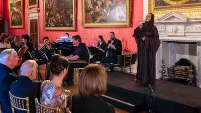 Emirati soprano Fatima Al Hashmi, performing at Kensington Palace, sees her performances as a national responsibility. Photo: Abu Dhabi Festival