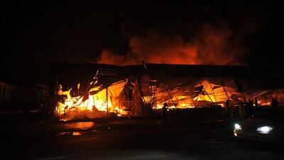 A massive fire that broke out on Saturday evening damaged a number of shops at the Souq Al Jumaa (Friday Market) in Masafi, Fujairah.